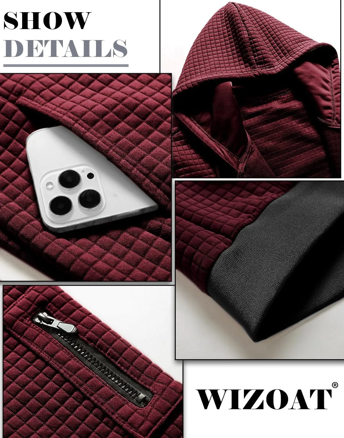 Mens Zip Up Hoodie Full-Zip Sweatshirt Lightweight Loose Fit Hooded Jackets