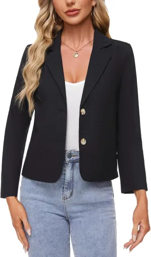 MINTLIMIT Blazers for Women Long Sleeve Lapel Button Jackets Lightweight Casual Cotton Linen Blazer Suit Cardigan,Black,S
