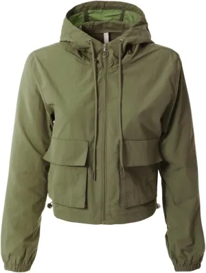 MixMatchy Women's Lightweight Cropped Yoga Quick Dry Windbreaker Zipper Jackets Workout Running Hoodie
