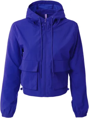 MixMatchy Women's Lightweight Cropped Yoga Quick Dry Windbreaker Zipper Jackets Workout Running Hoodie