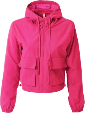 MixMatchy Women's Lightweight Cropped Yoga Quick Dry Windbreaker Zipper Jackets Workout Running Hoodie