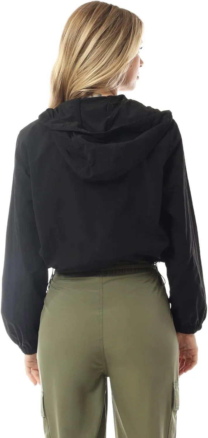 MixMatchy Women's Lightweight Cropped Yoga Quick Dry Windbreaker Zipper Jackets Workout Running Hoodie