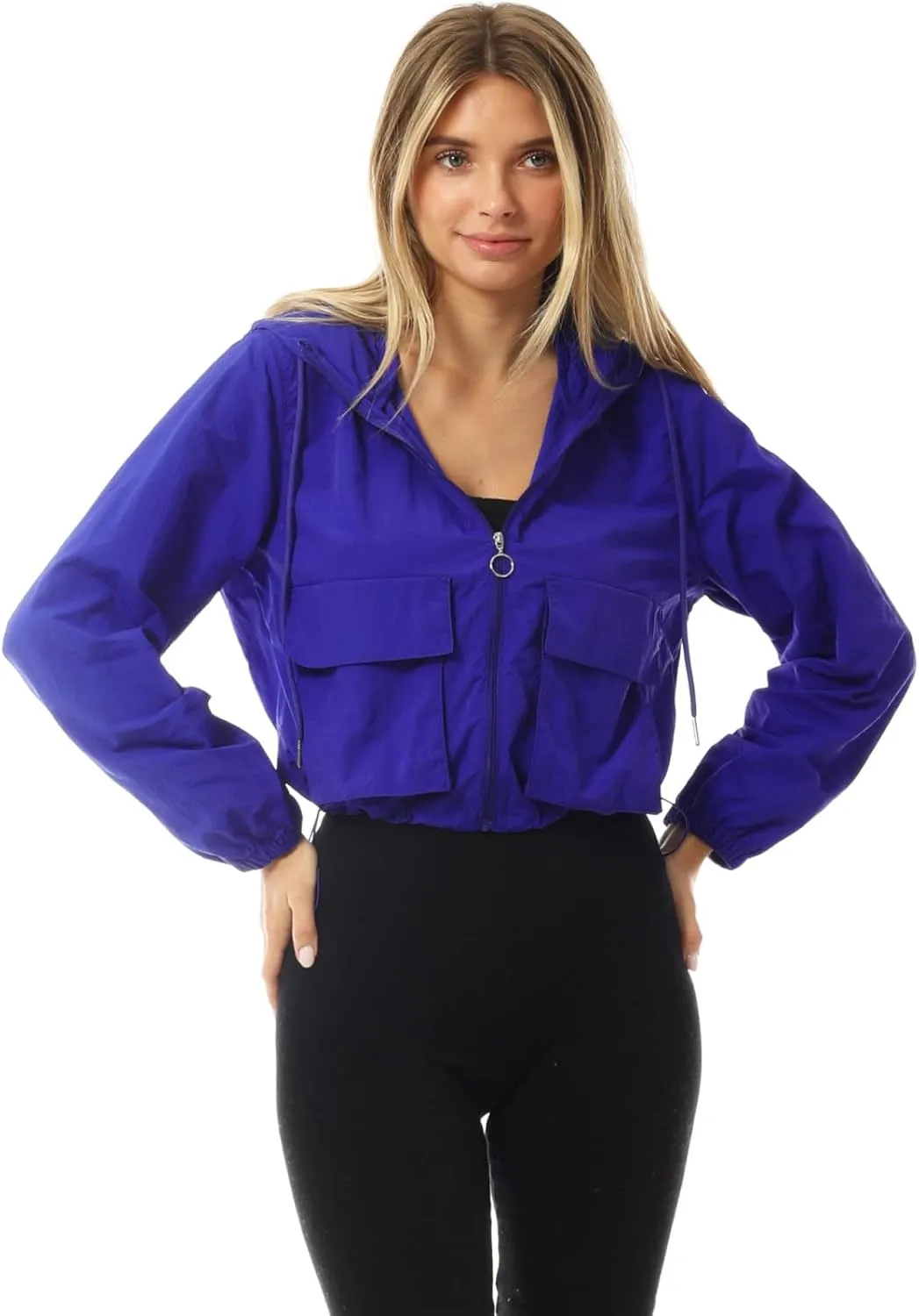 MixMatchy Women's Lightweight Cropped Yoga Quick Dry Windbreaker Zipper Jackets Workout Running Hoodie