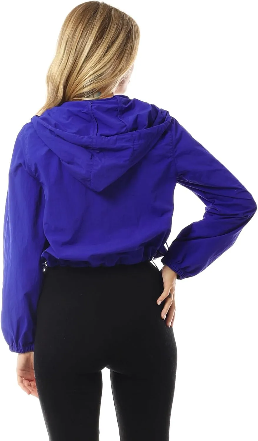 MixMatchy Women's Lightweight Cropped Yoga Quick Dry Windbreaker Zipper Jackets Workout Running Hoodie