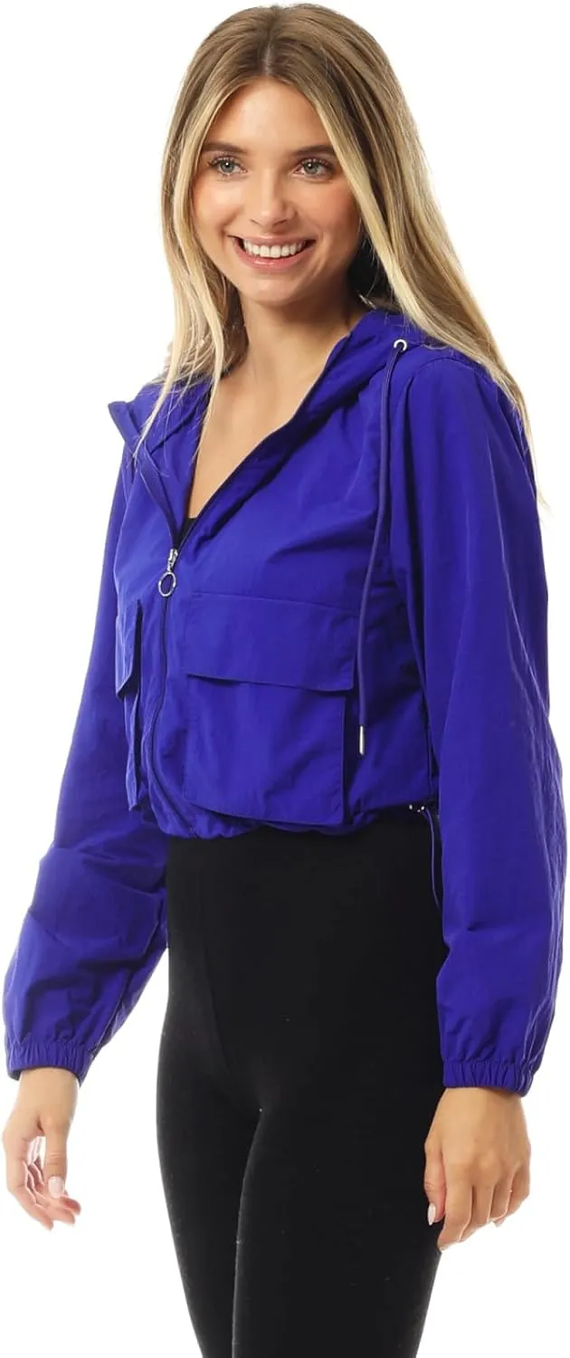 MixMatchy Women's Lightweight Cropped Yoga Quick Dry Windbreaker Zipper Jackets Workout Running Hoodie
