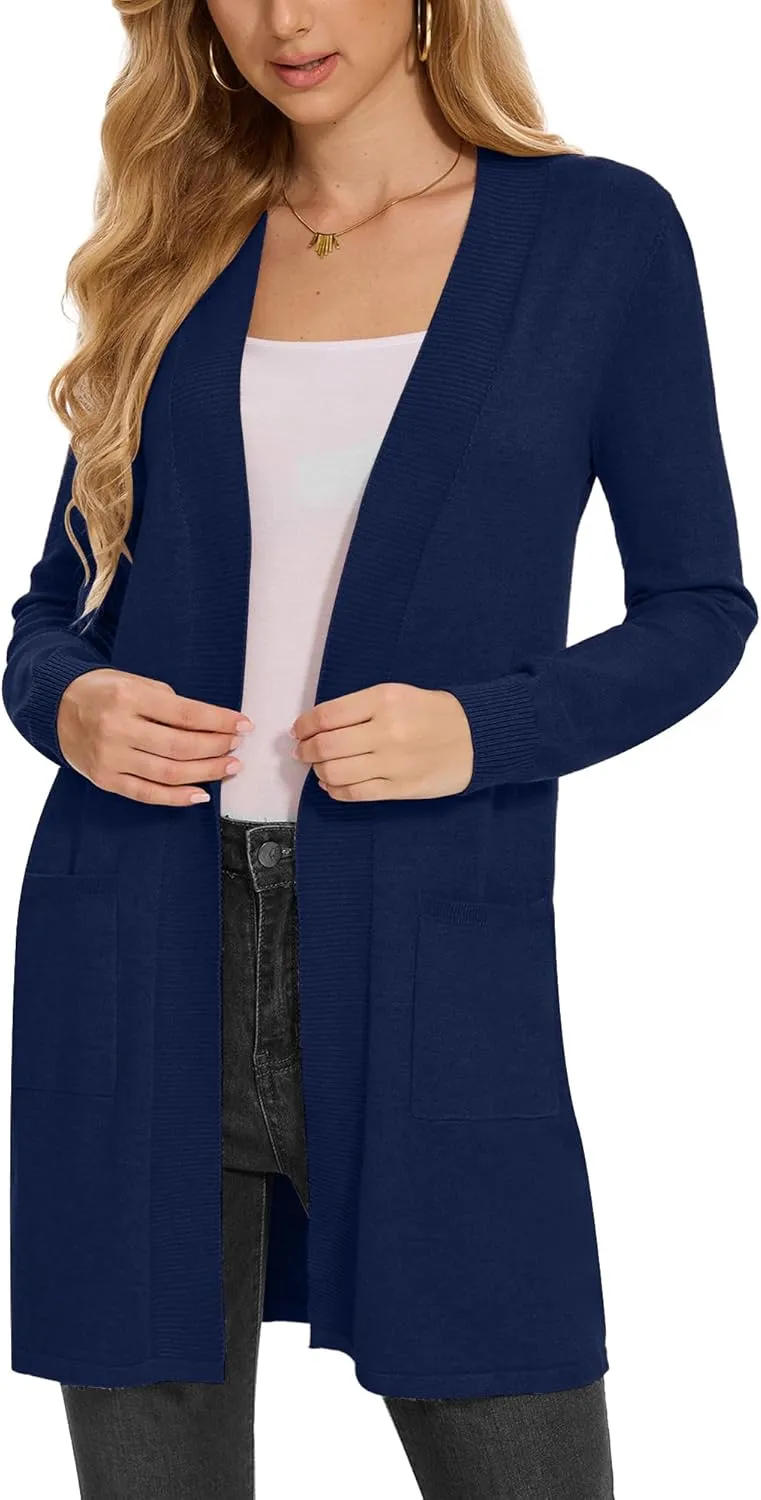 Moss Rose Women's Classic Sweaters Cardigan Long Sleeve Knit Coat Outwear with Pocket Available in Plus Size