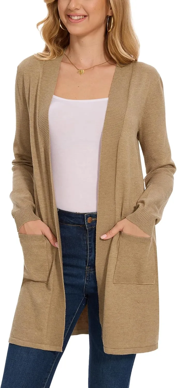 Moss Rose Women's Classic Sweaters Cardigan Long Sleeve Knit Coat Outwear with Pocket Available in Plus Size