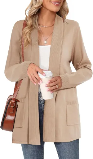 Moss Rose Women's Classic Sweaters Cardigan Long Sleeve Knit Coat Outwear with Pocket Available in Plus Size