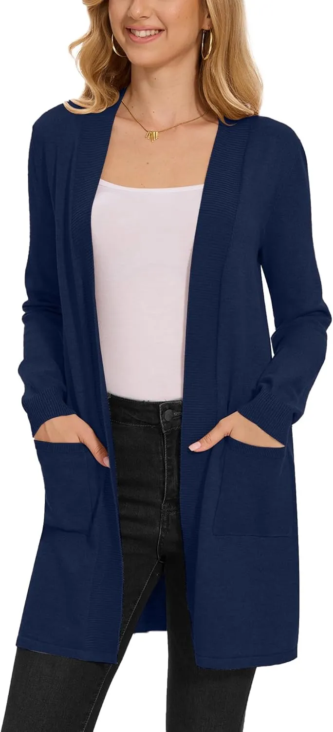 Moss Rose Women's Classic Sweaters Cardigan Long Sleeve Knit Coat Outwear with Pocket Available in Plus Size