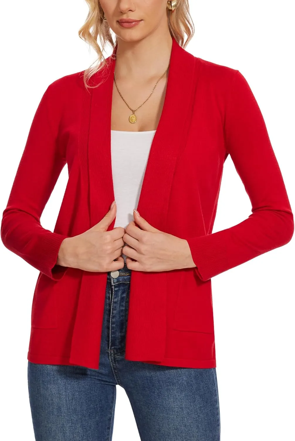 Moss Rose Women's Classic Sweaters Cardigan Long Sleeve Knit Coat Outwear with Pocket Available in Plus Size