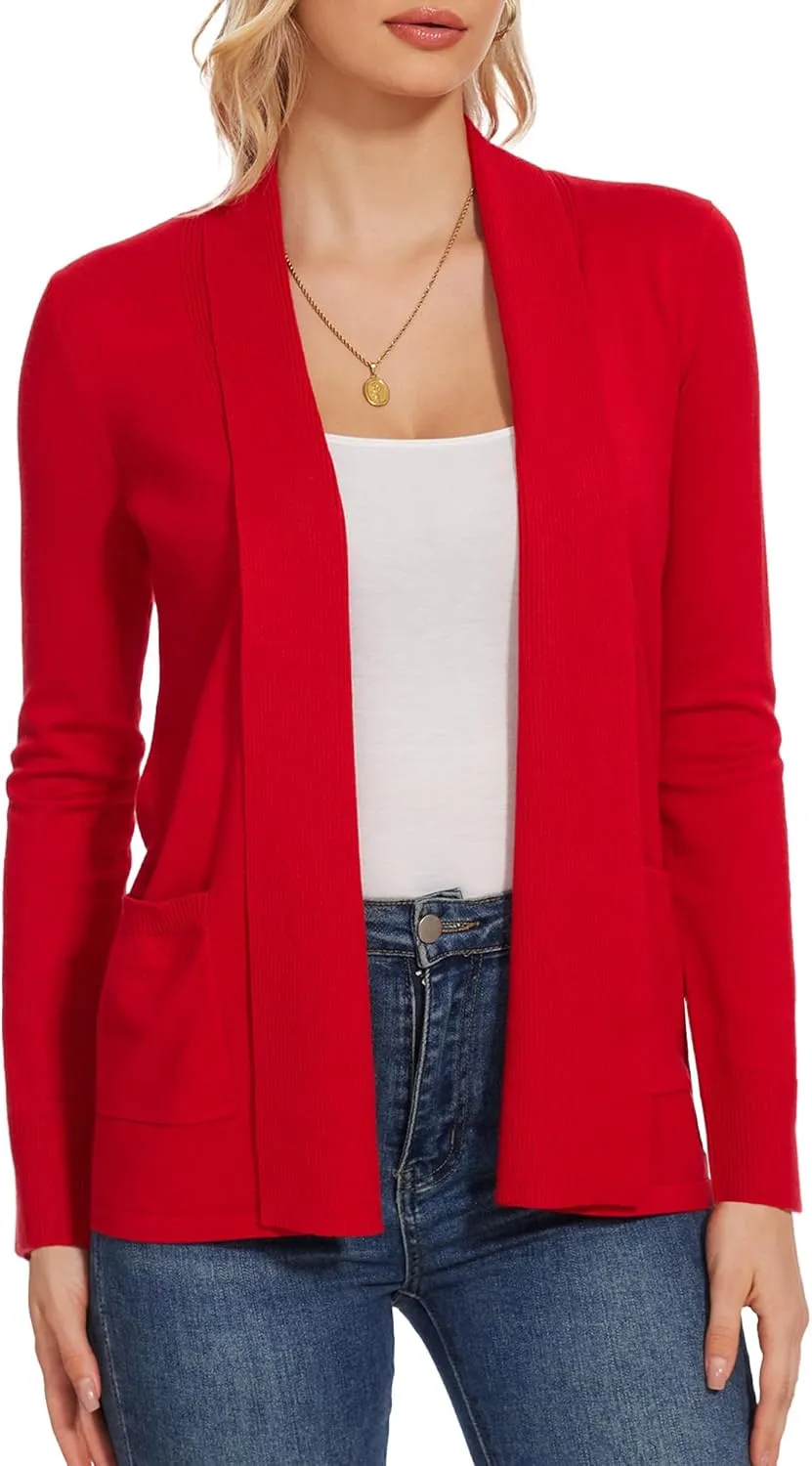 Moss Rose Women's Classic Sweaters Cardigan Long Sleeve Knit Coat Outwear with Pocket Available in Plus Size