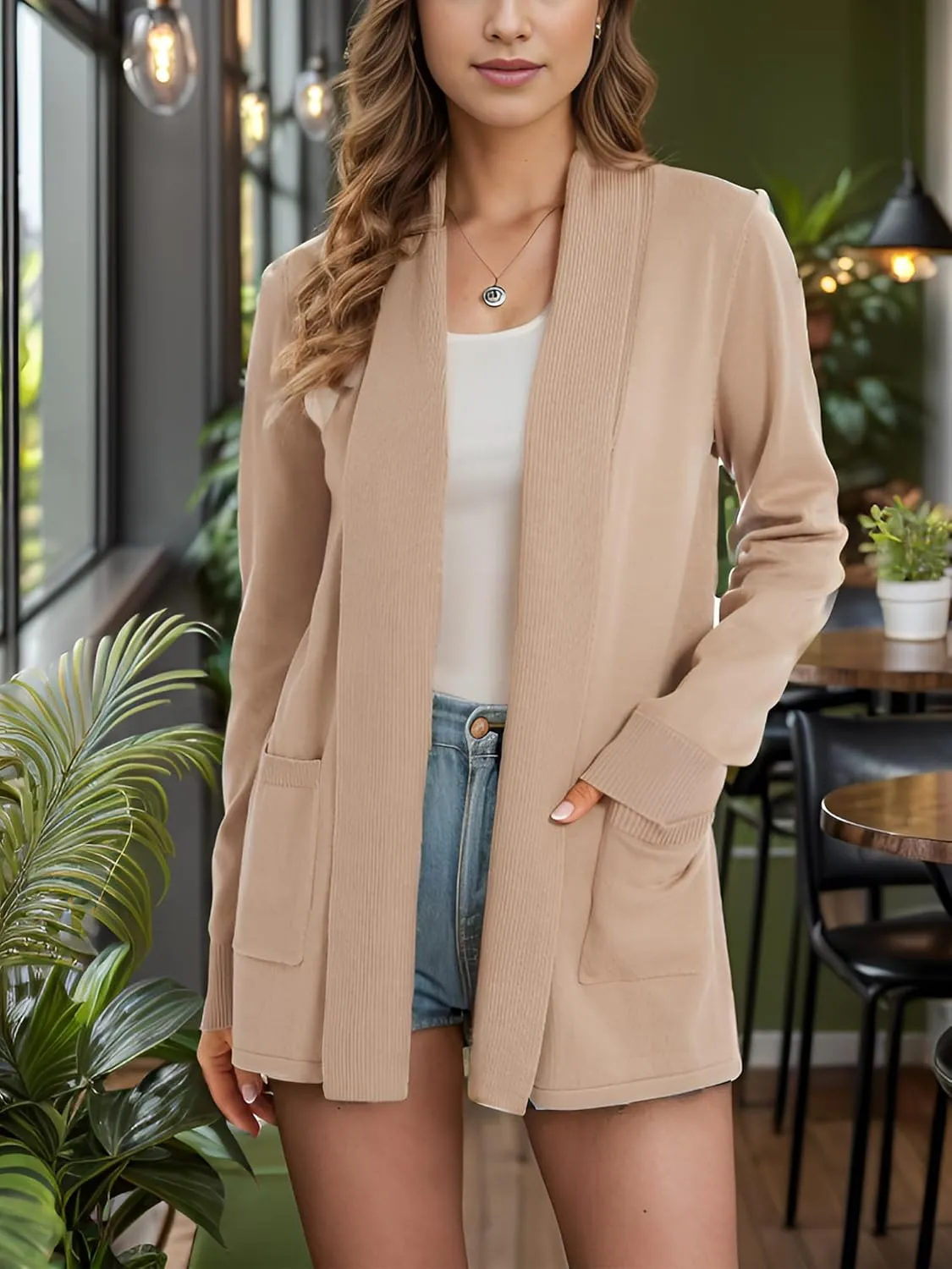 Moss Rose Women's Classic Sweaters Cardigan Long Sleeve Knit Coat Outwear with Pocket Available in Plus Size