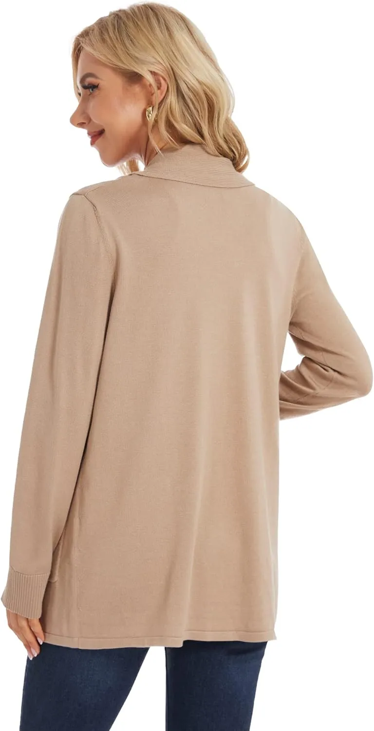 Moss Rose Women's Classic Sweaters Cardigan Long Sleeve Knit Coat Outwear with Pocket Available in Plus Size