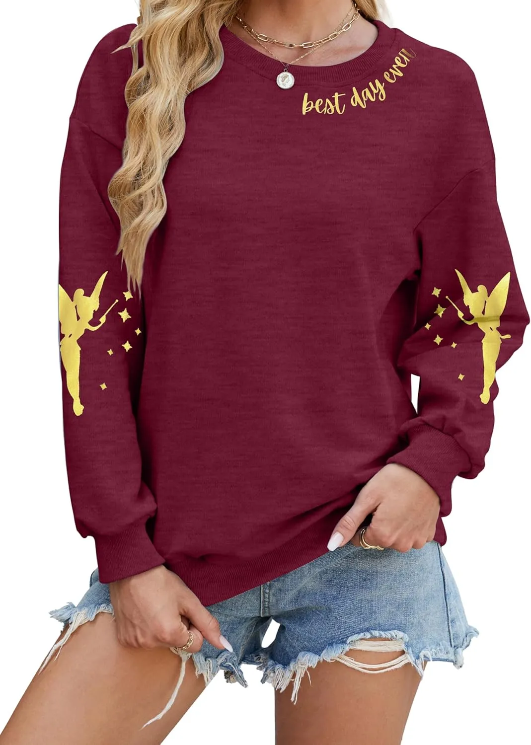 MYHALF Magical Shirt for Women Magic Kingdom Sweatshirt Best Day Long Sleeve Shirts Family Vacation Pullover Tops