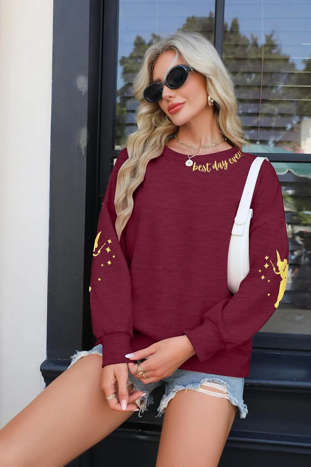 MYHALF Magical Shirt for Women Magic Kingdom Sweatshirt Best Day Long Sleeve Shirts Family Vacation Pullover Tops