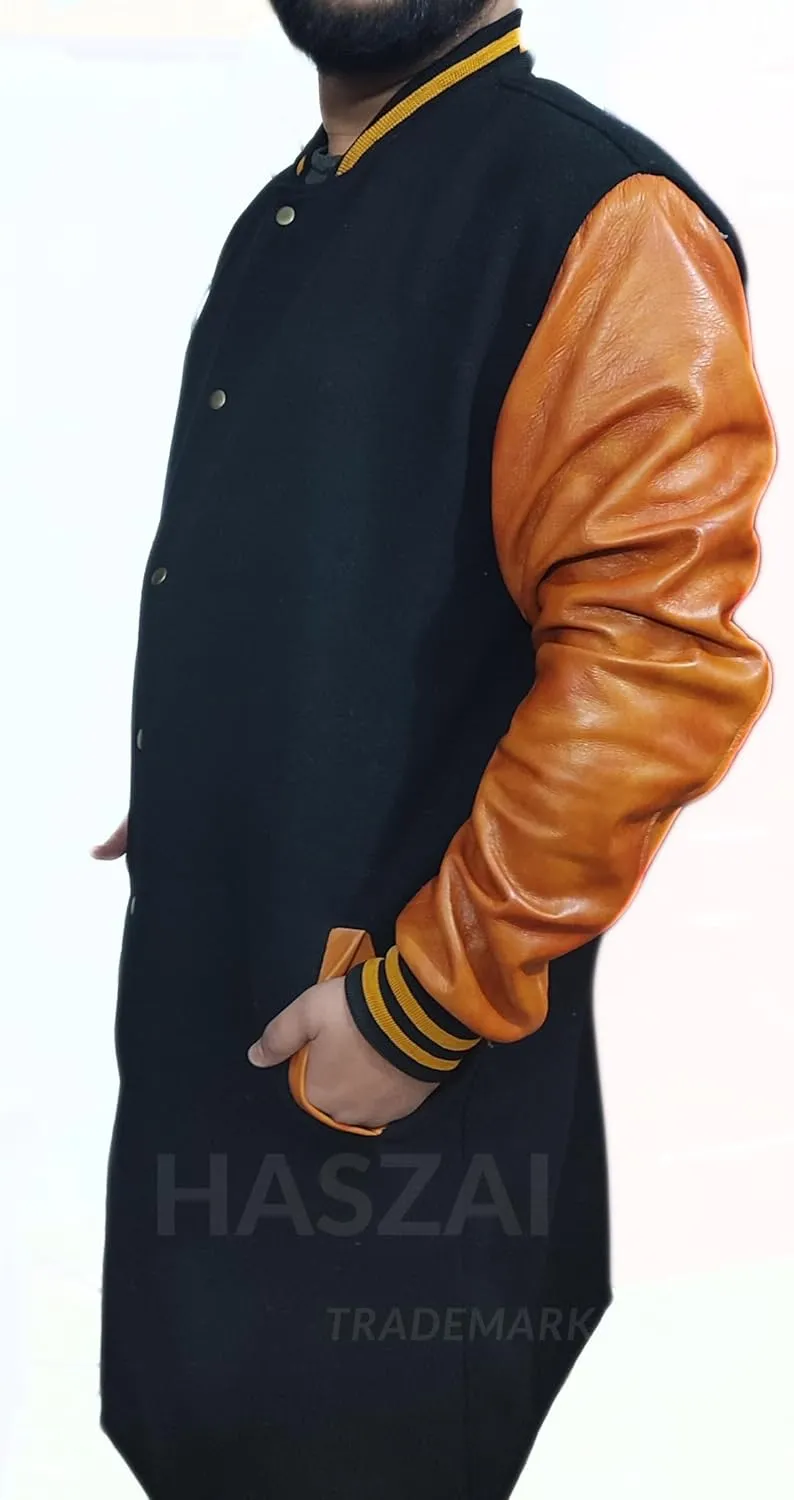 New Letterman Varsity Coats, Baseball Bomber Coats, Long Letterman Coat Jackets, Warm Wool Long Coat