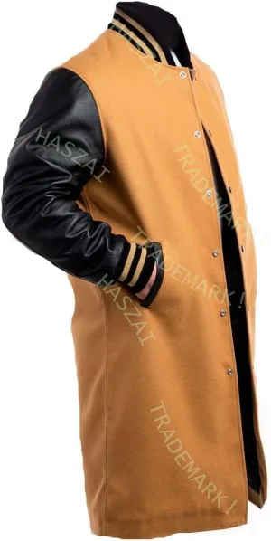 New Letterman Varsity Coats, Baseball Bomber Coats, Long Letterman Coat Jackets, Warm Wool Long Coat