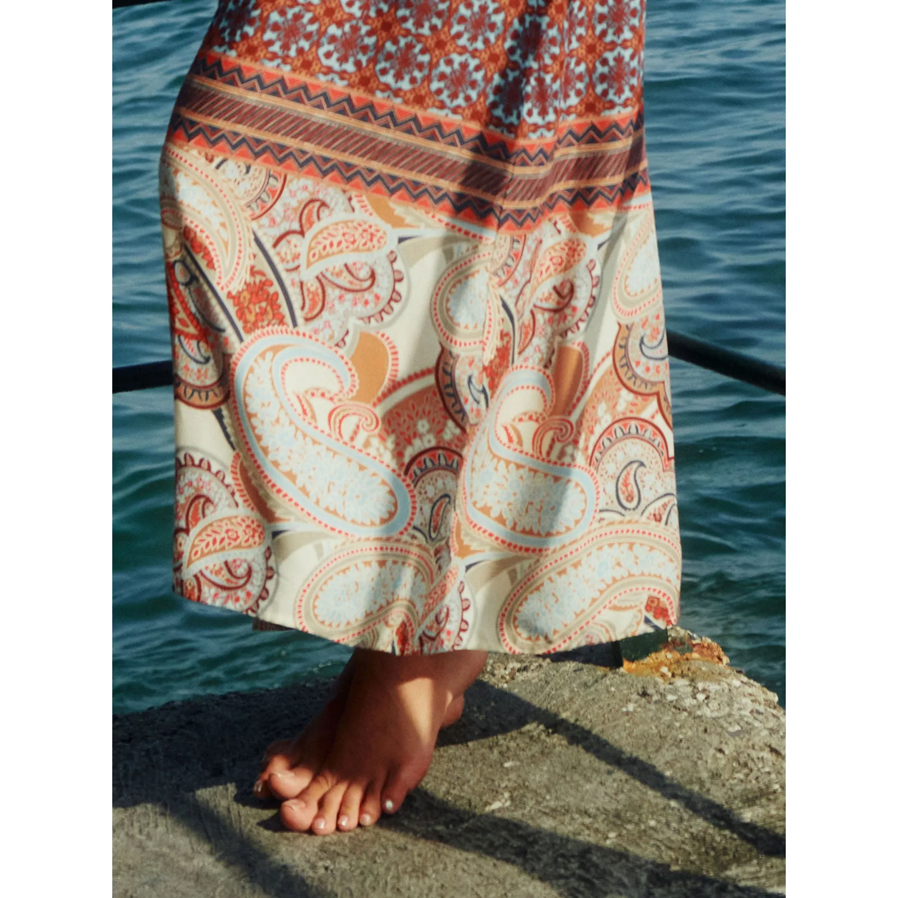 Olivia Kaftan Blue Brown Red Paisley Women Beachwear Hand Made In Italy