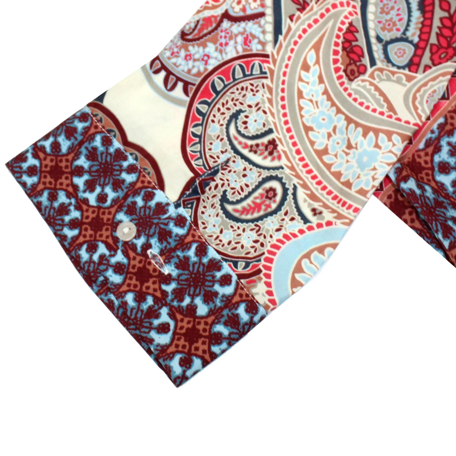 Olivia Kaftan Blue Brown Red Paisley Women Beachwear Hand Made In Italy