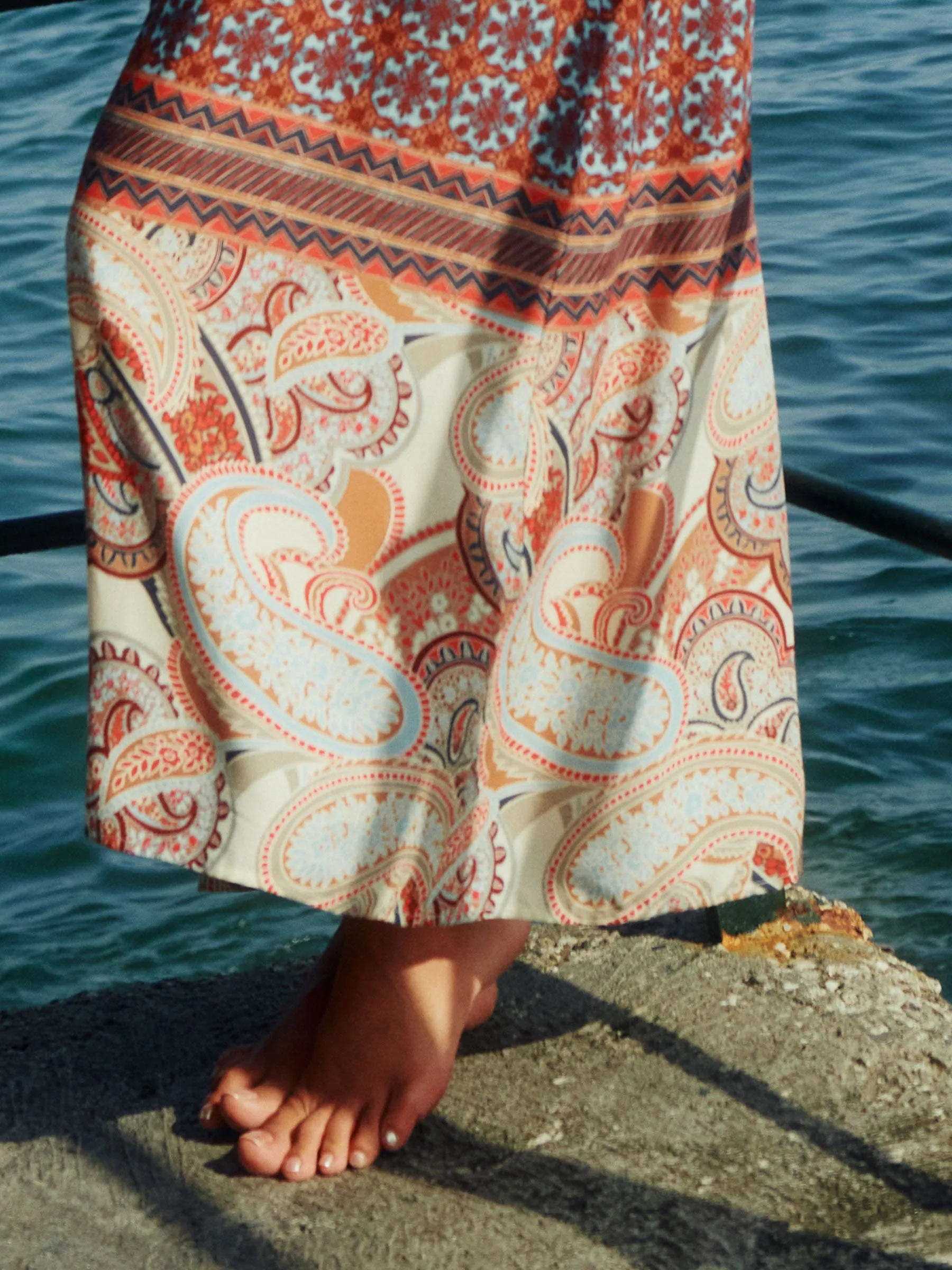 Olivia Kaftan Blue Brown Red Paisley Women Beachwear Hand Made In Italy