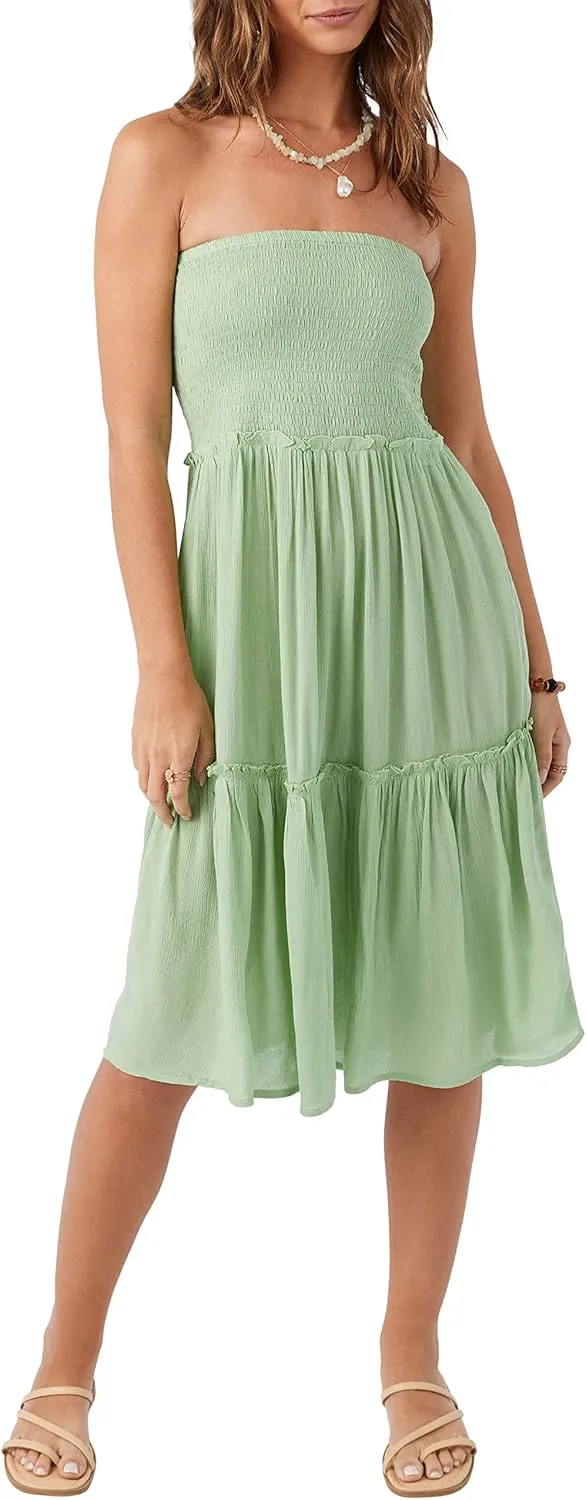 O'NEILL Women's Ruched Tier Midi Skirt - Comfortable and Lightweight Midi Length Skirt for Women with Elastic Waist