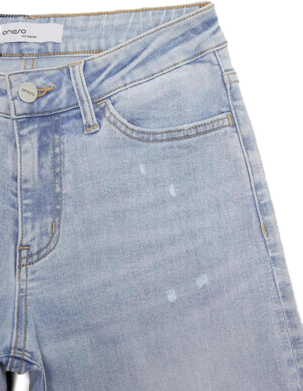 ONESO Wide Leg for Women Mid Low Rise Baggy Jeans Distressed Pants Stretchy Bottom Lady Basic Comfortable Denim