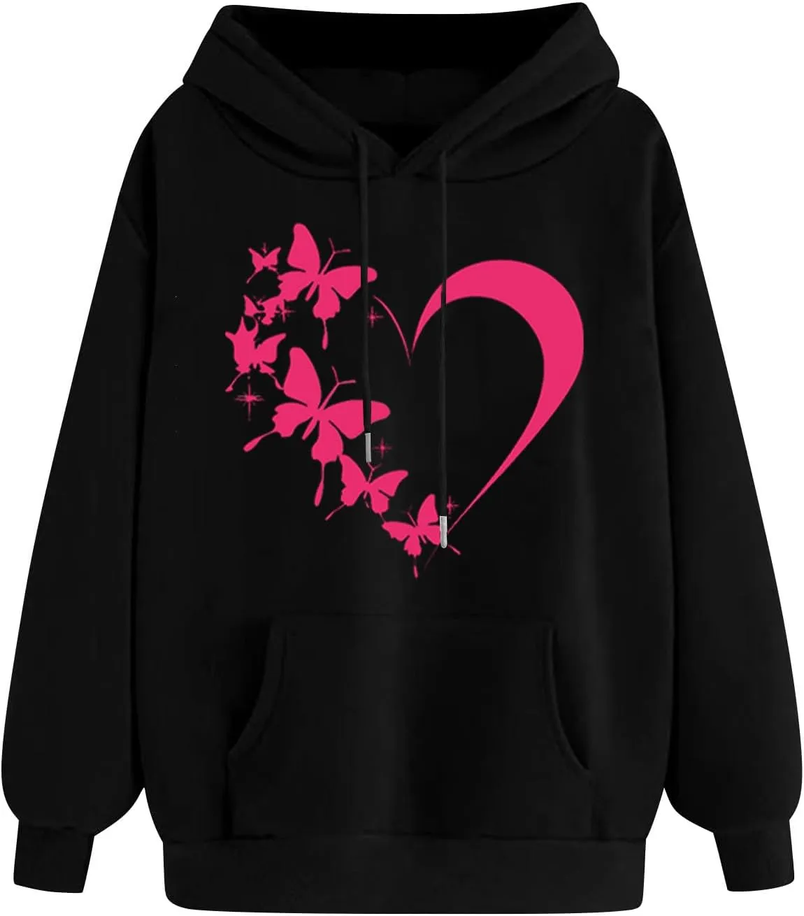 Oversized Y2k Hoodies Women Graphic Sweatshirt Long Sleeve Pullover Top Cute Heart Print Valentine's Day Outfits