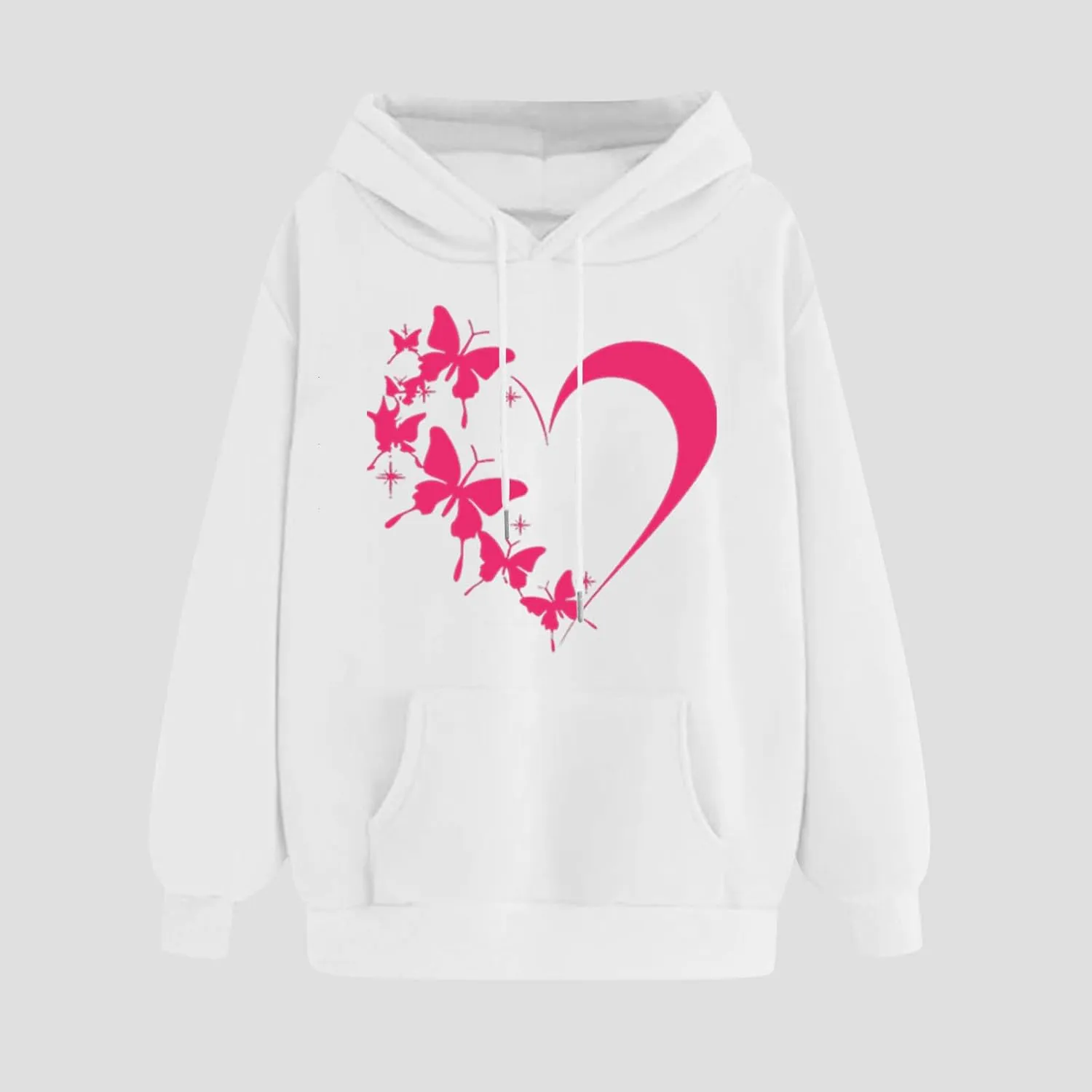 Oversized Y2k Hoodies Women Graphic Sweatshirt Long Sleeve Pullover Top Cute Heart Print Valentine's Day Outfits