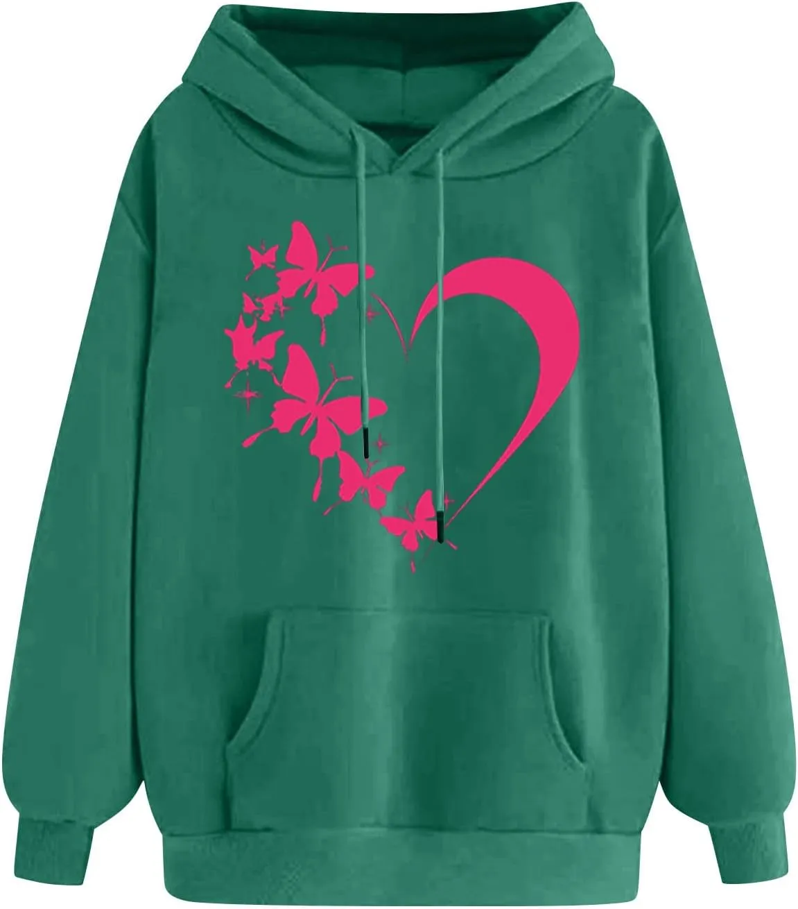 Oversized Y2k Hoodies Women Graphic Sweatshirt Long Sleeve Pullover Top Cute Heart Print Valentine's Day Outfits