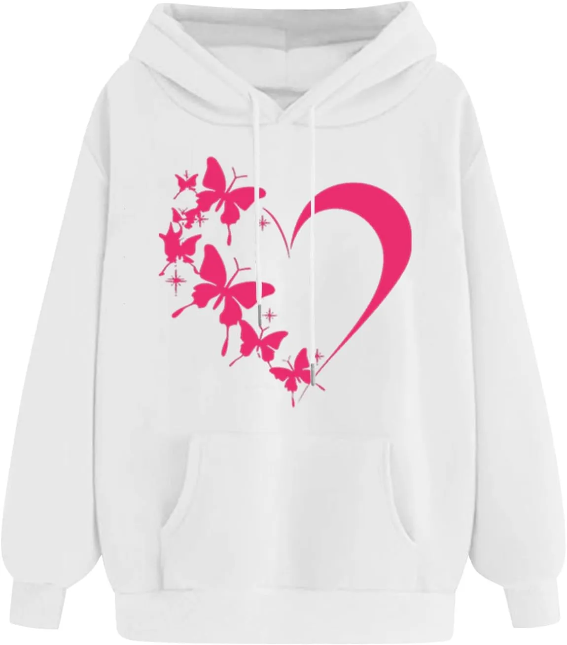 Oversized Y2k Hoodies Women Graphic Sweatshirt Long Sleeve Pullover Top Cute Heart Print Valentine's Day Outfits