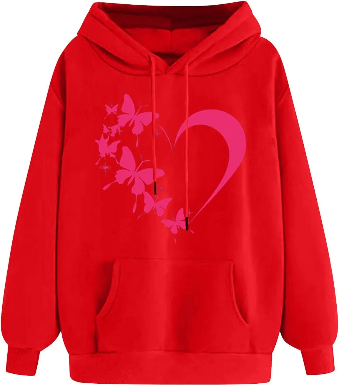 Oversized Y2k Hoodies Women Graphic Sweatshirt Long Sleeve Pullover Top Cute Heart Print Valentine's Day Outfits