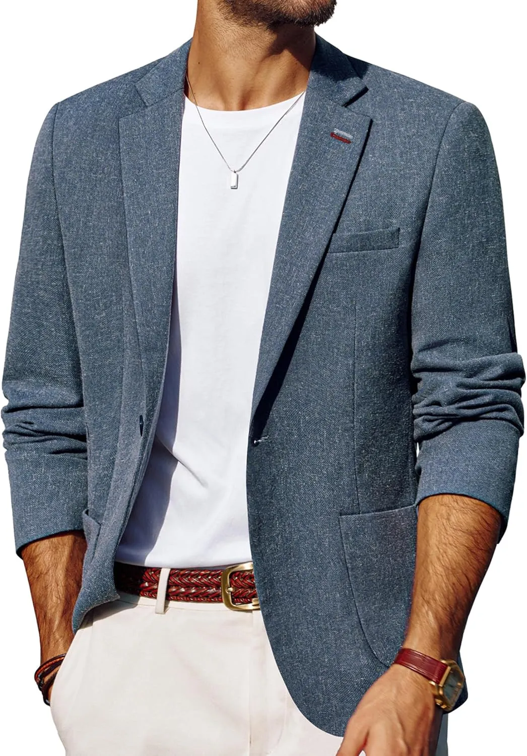 PJ PAUL JONES Men's Linen Casual Blazer Sport Coats Lightweight One Button Suit Jacket for Summer