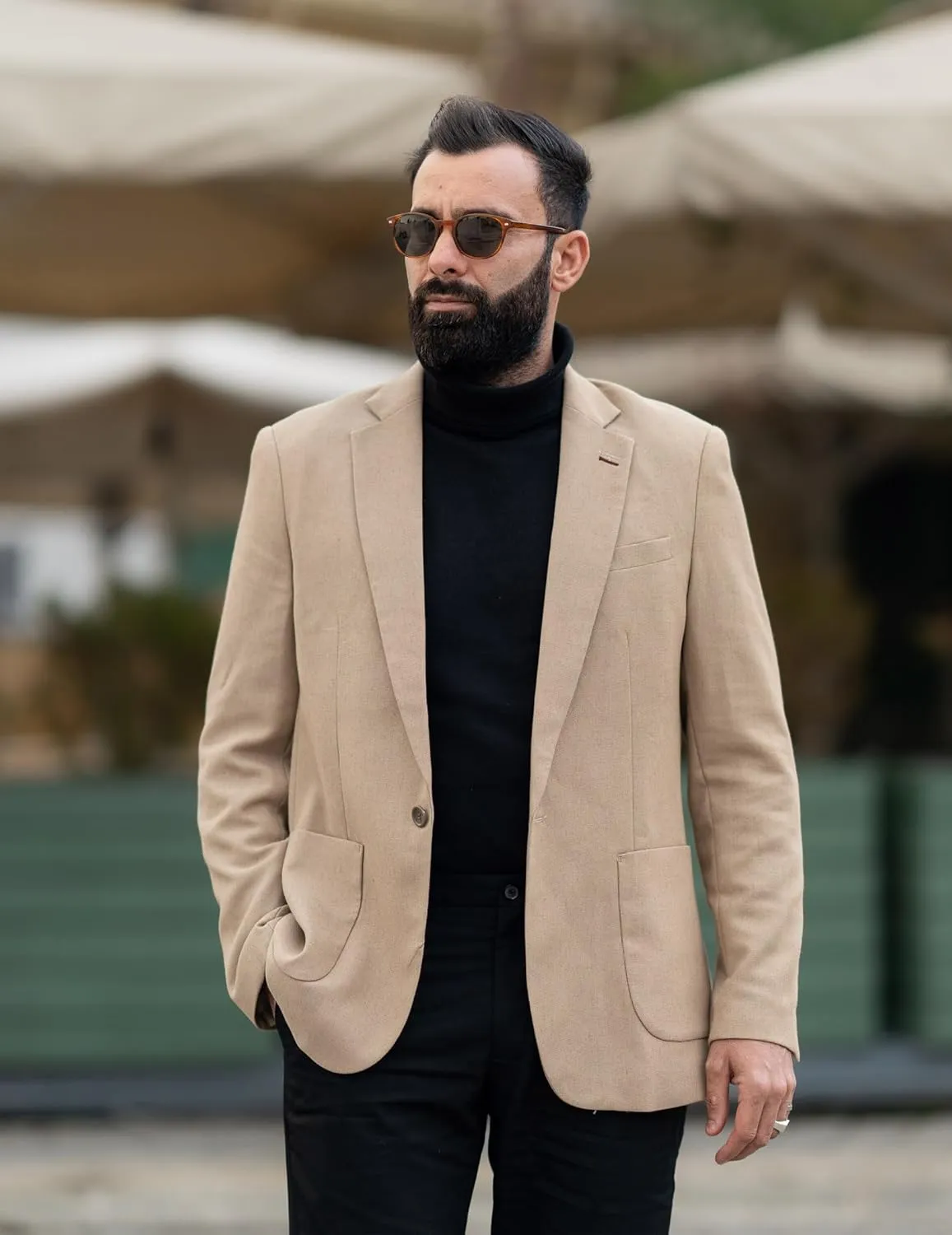 PJ PAUL JONES Men's Linen Casual Blazer Sport Coats Lightweight One Button Suit Jacket for Summer