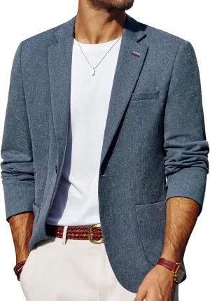 PJ PAUL JONES Men's Linen Casual Blazer Sport Coats Lightweight One Button Suit Jacket for Summer