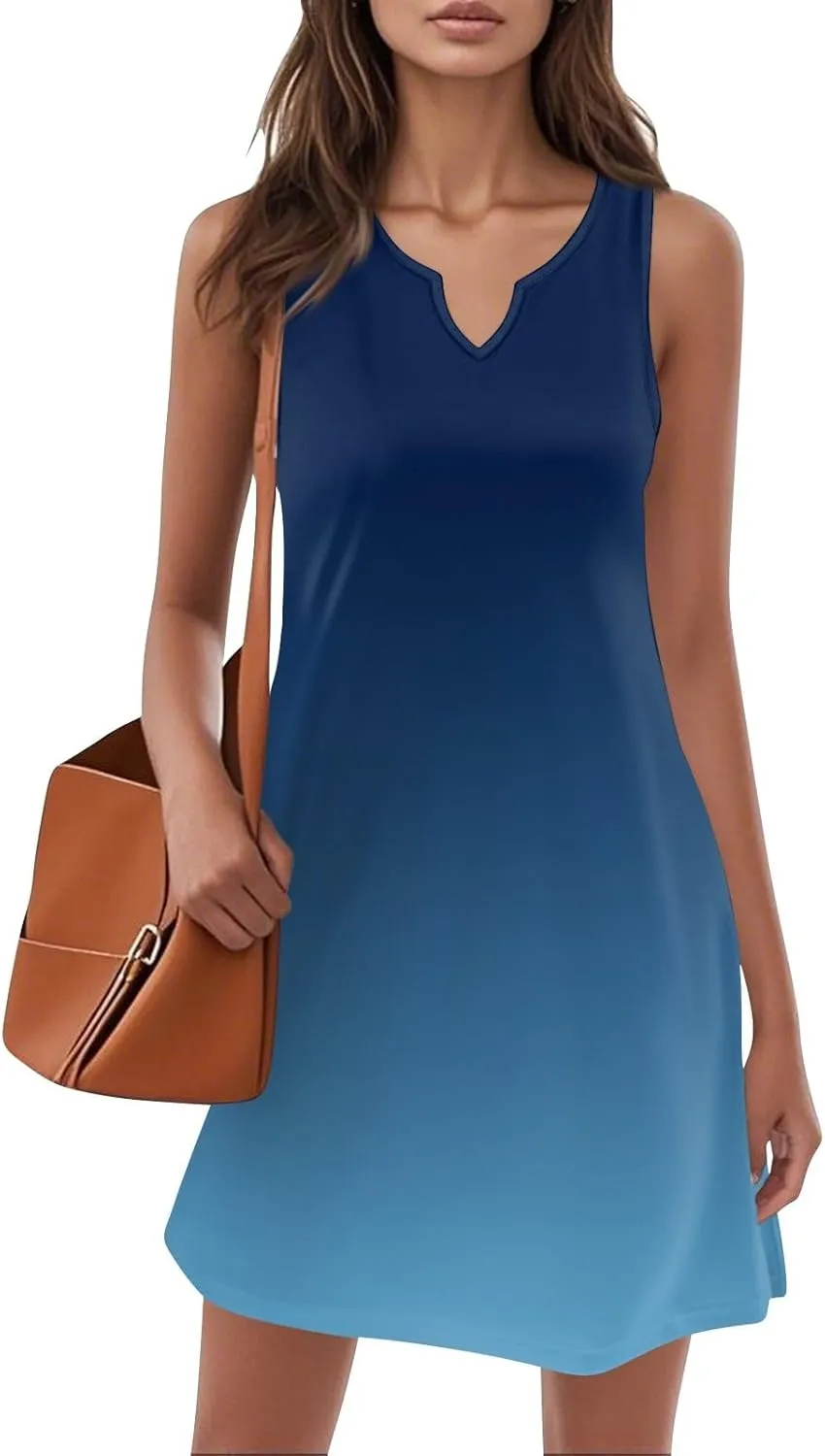 Plus Size Sleeveless Trendy Sundress Ladies Summer Fitness V Neck Comfortable Dresses for Women Loose Fitting