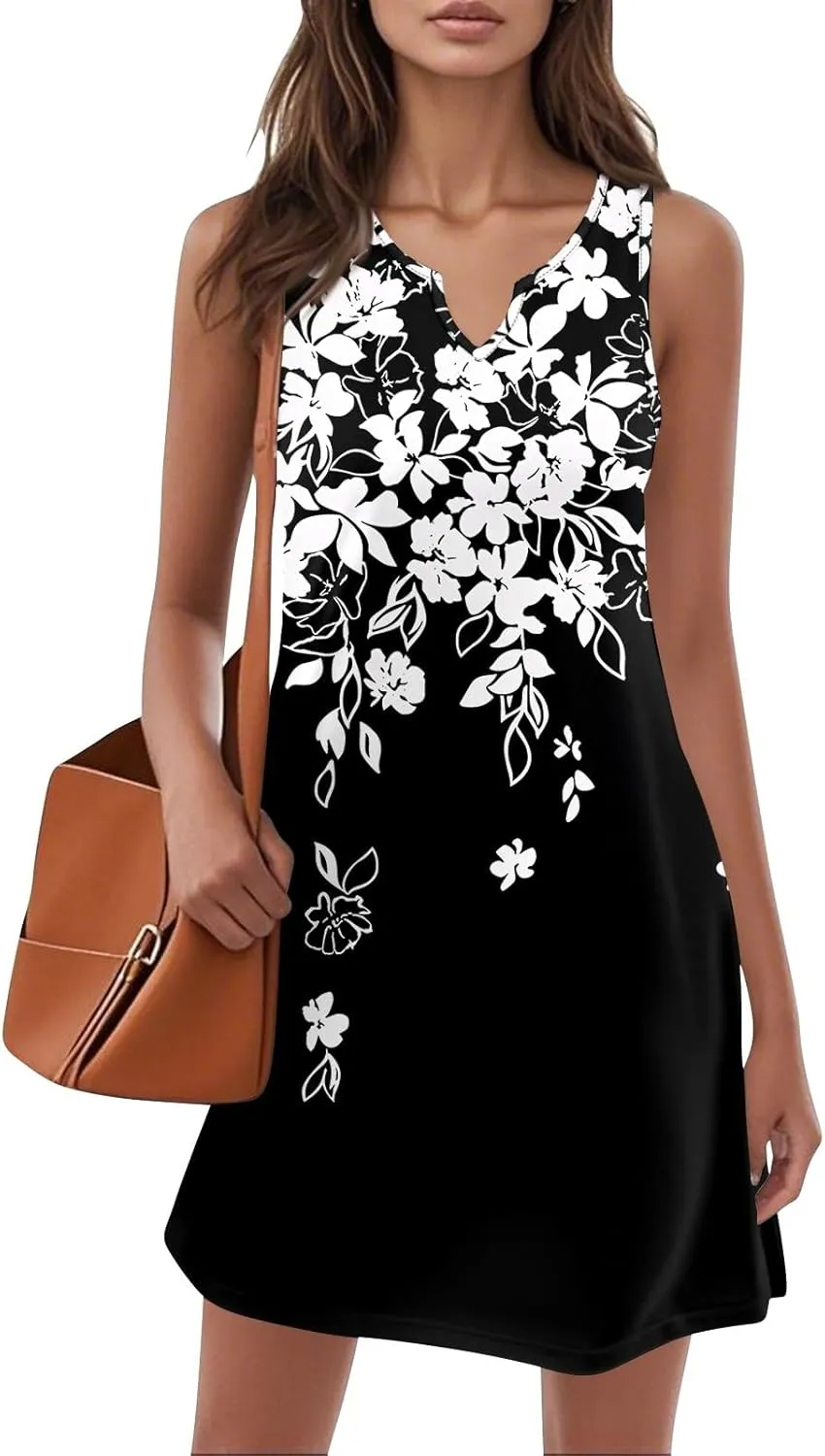 Plus Size Sleeveless Trendy Sundress Ladies Summer Fitness V Neck Comfortable Dresses for Women Loose Fitting