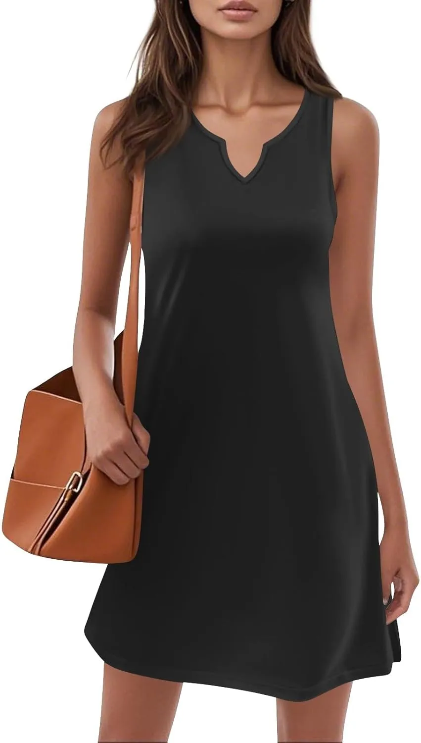 Plus Size Sleeveless Trendy Sundress Ladies Summer Fitness V Neck Comfortable Dresses for Women Loose Fitting