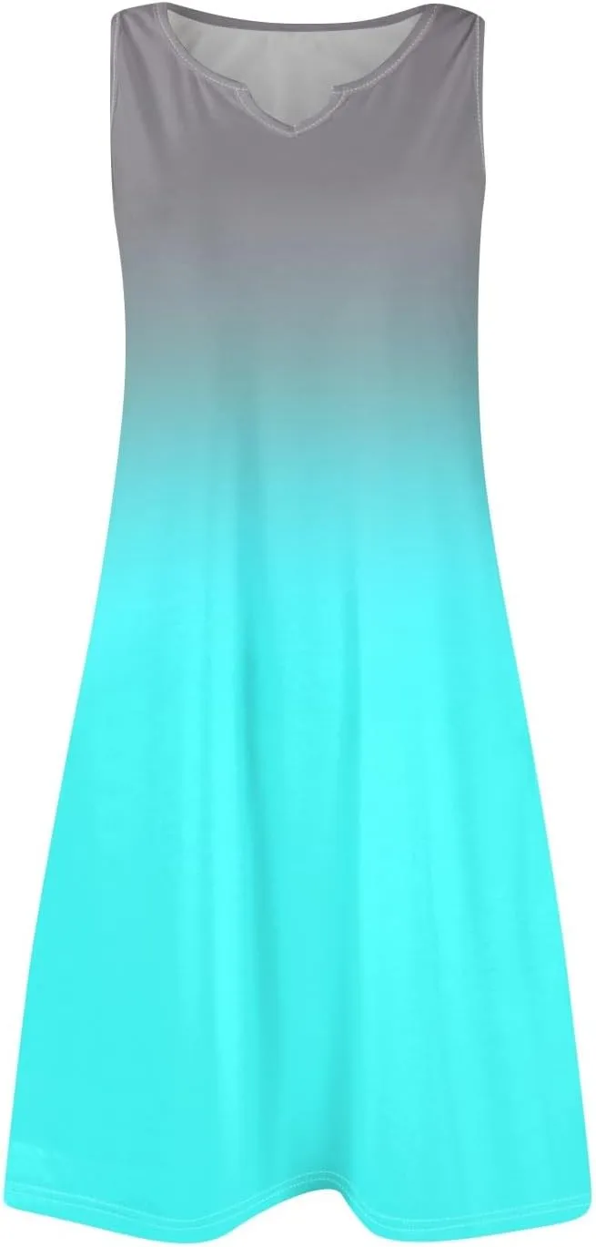 Plus Size Sleeveless Trendy Sundress Ladies Summer Fitness V Neck Comfortable Dresses for Women Loose Fitting