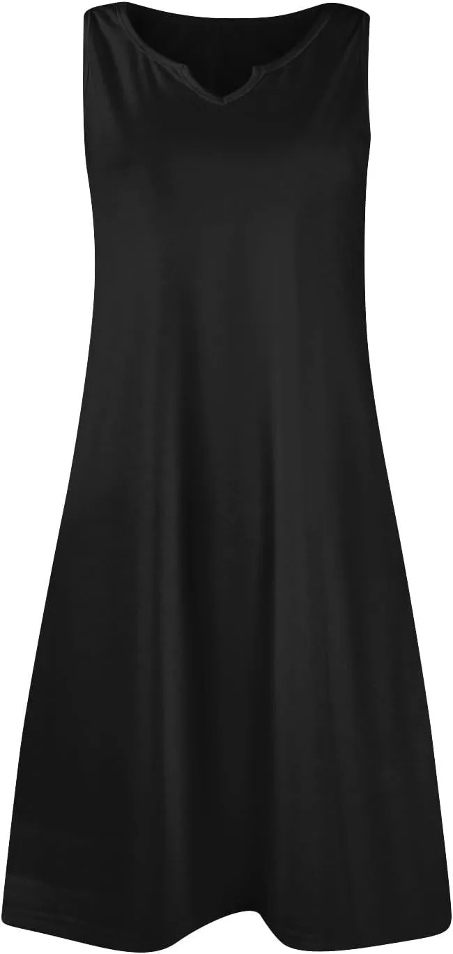 Plus Size Sleeveless Trendy Sundress Ladies Summer Fitness V Neck Comfortable Dresses for Women Loose Fitting