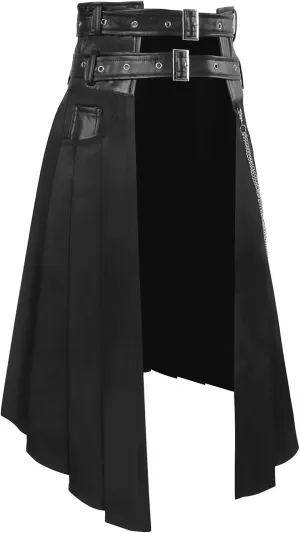 Punk Rave Men's Punk Daily Half Skirt Gothic Metal Chains Adjustable Streetwear Hip Hop Personality Skirts with Belt