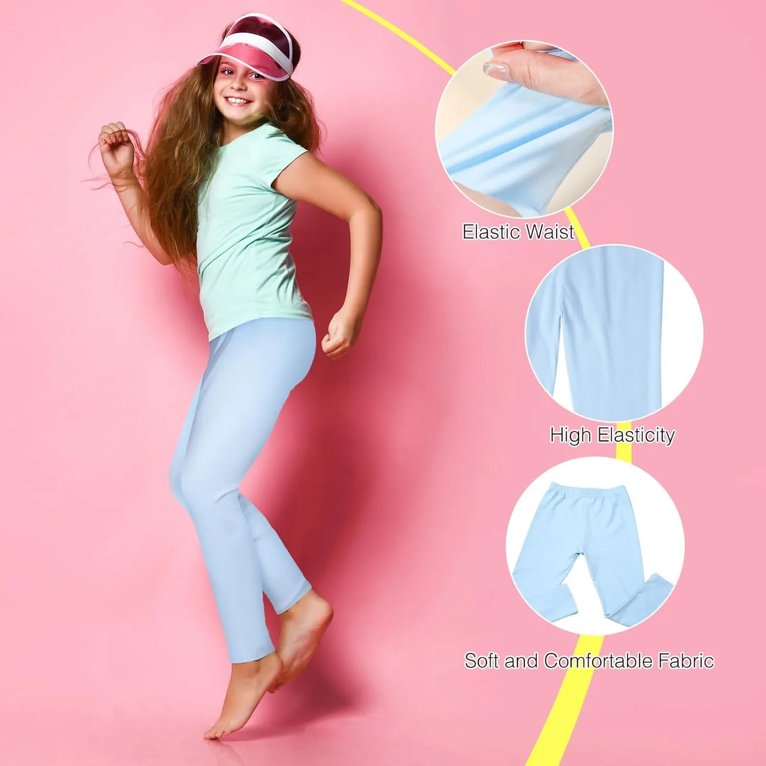 Ramede 8 Pcs Girls Leggings Full Length Solid Color Basic Leggings Soft Comfortable Stretch Tights Pants for Kids Girls Yoga