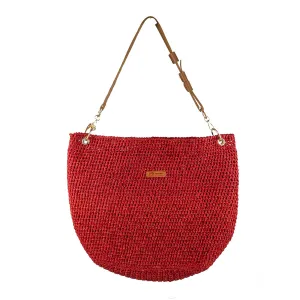 Red Speckled Paper Rope Straw Bag - Casual Style for Everyday Use