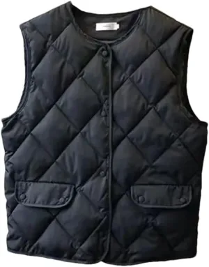 Rfmfkkg Lightweight Women Cotton Padded Vest Fall Winter Casual Waistcoat Slim Sleeveless Jackets