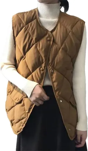 Rfmfkkg Lightweight Women Cotton Padded Vest Fall Winter Casual Waistcoat Slim Sleeveless Jackets