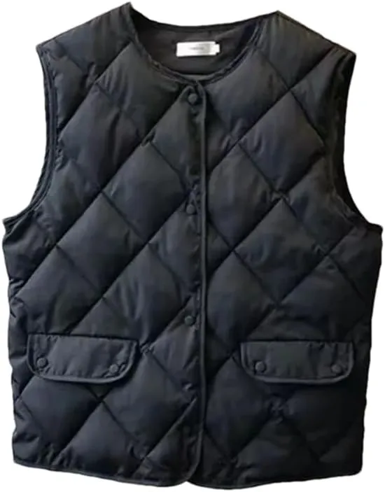 Rfmfkkg Lightweight Women Cotton Padded Vest Fall Winter Casual Waistcoat Slim Sleeveless Jackets