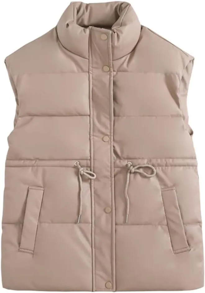 Rfmfkkg Women'S Winter Cotton Padded Vest Warm Coat Drawstring Sleeveless Loose Casualjacket