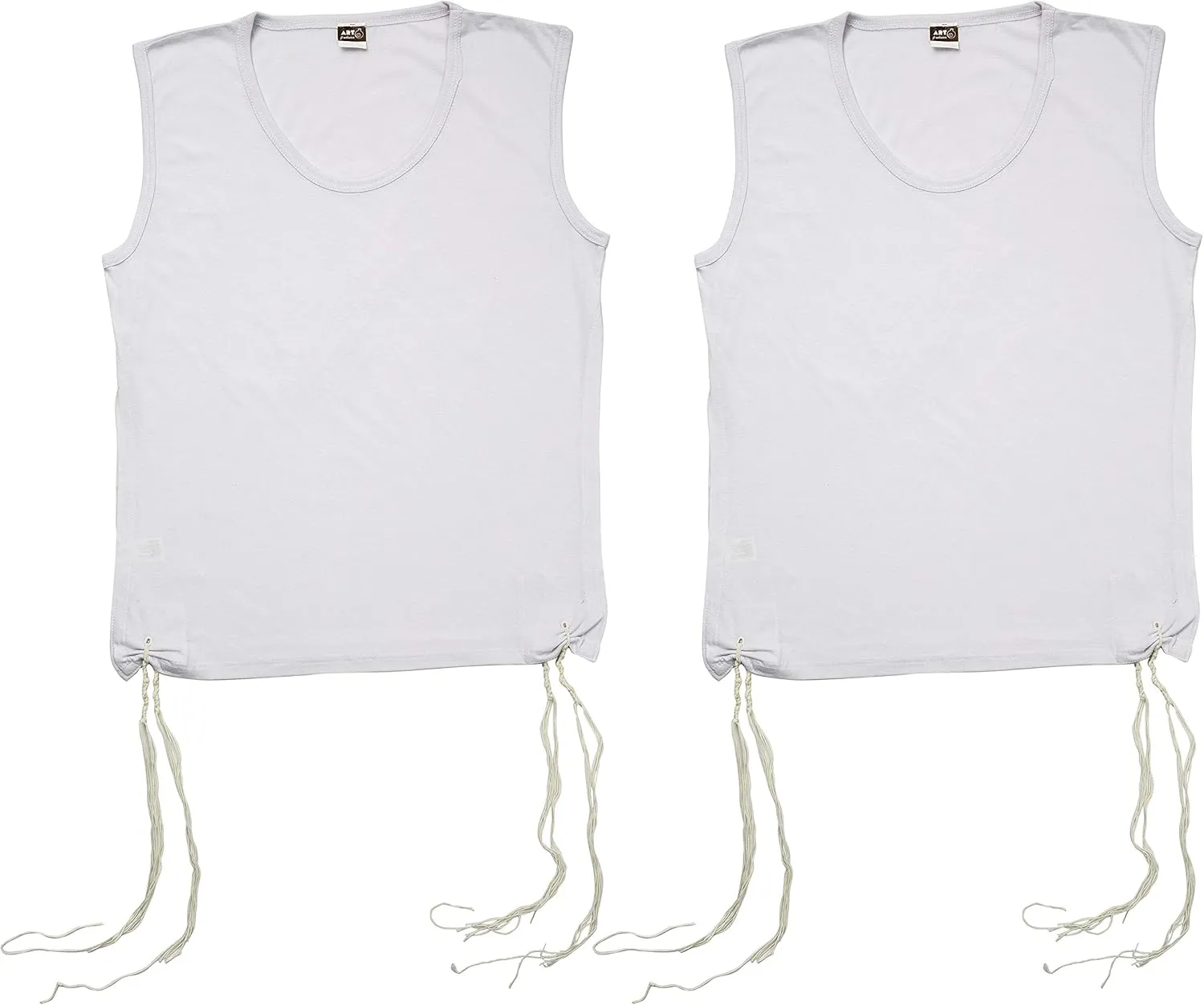 Set: Pair of Kosher Tzitzit Undershirt, 100% Cotton Fabric Comfortable Quality, Sweat Free T-Shirt Tzitzis Vest
