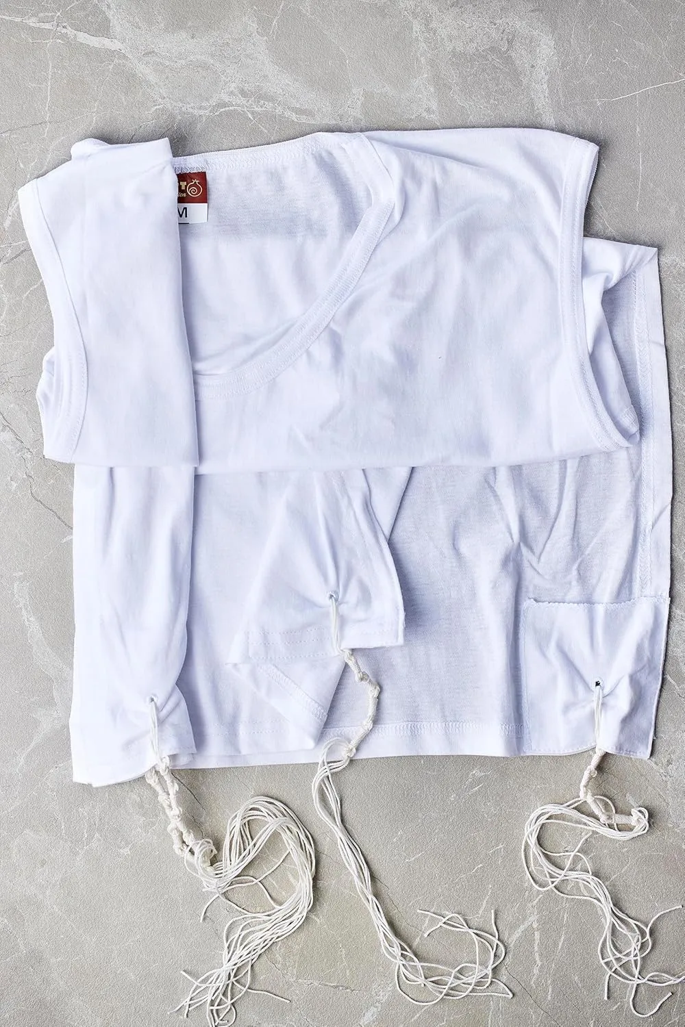 Set: Pair of Kosher Tzitzit Undershirt, 100% Cotton Fabric Comfortable Quality, Sweat Free T-Shirt Tzitzis Vest