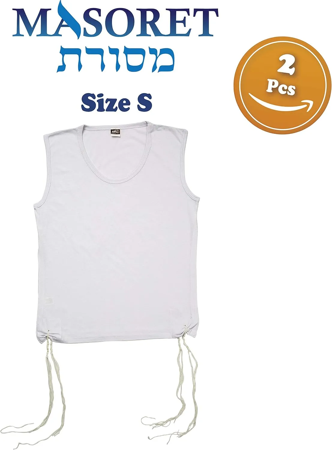 Set: Pair of Kosher Tzitzit Undershirt, 100% Cotton Fabric Comfortable Quality, Sweat Free T-Shirt Tzitzis Vest