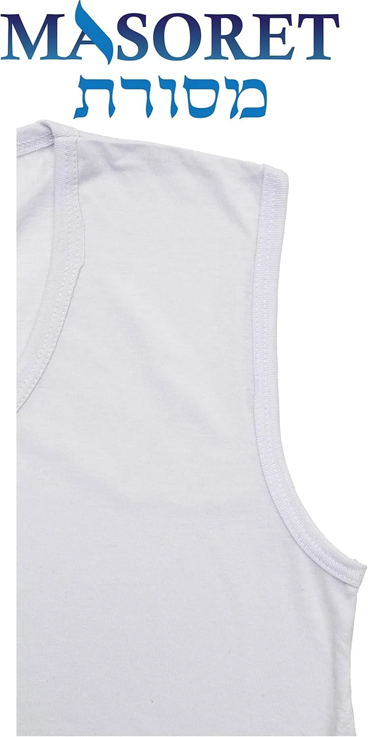 Set: Pair of Kosher Tzitzit Undershirt, 100% Cotton Fabric Comfortable Quality, Sweat Free T-Shirt Tzitzis Vest